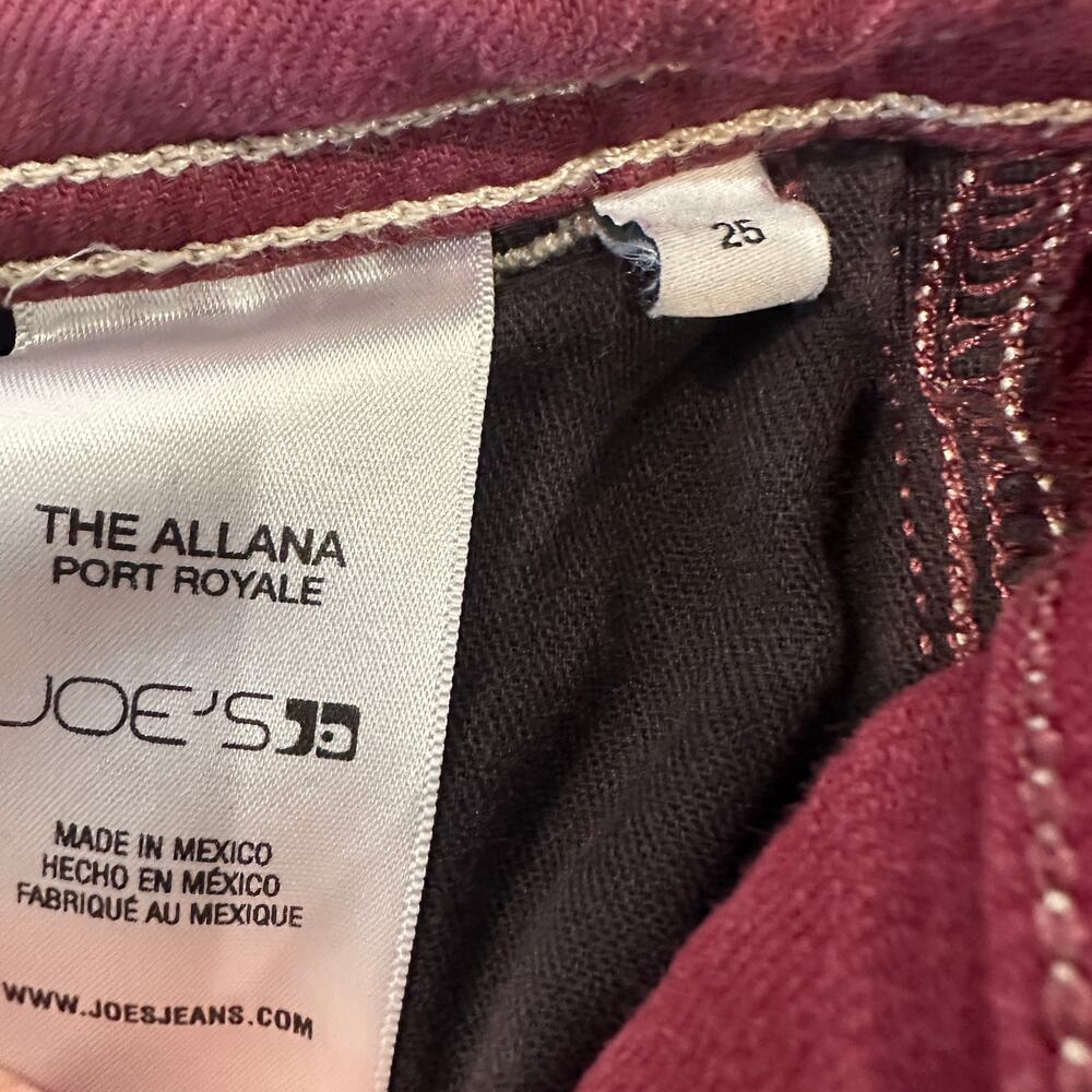 Joe's Jeans Burgundy Wide Leg SIZE 25 Denim High Waisted Long Fall Designer $248 - Picture 14 of 15